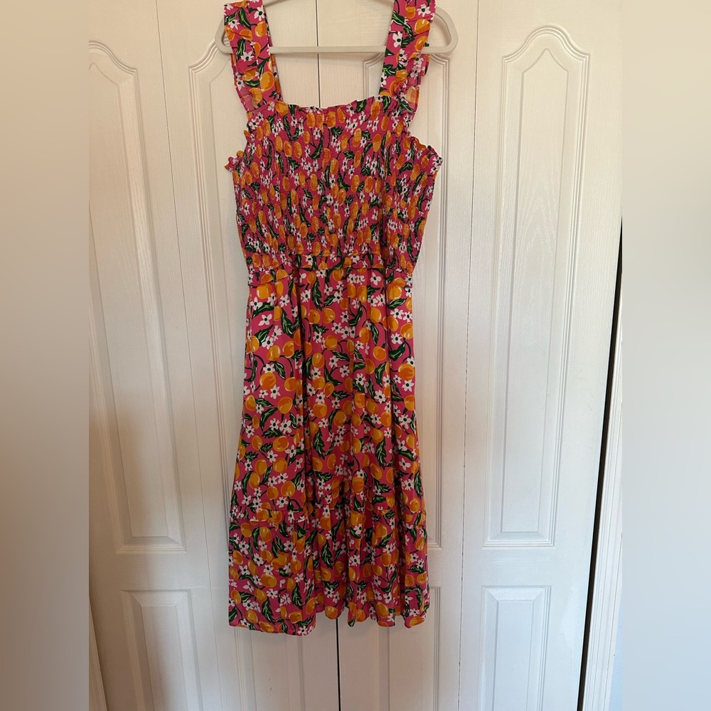 Draper James Pink Floral Smocked Dress